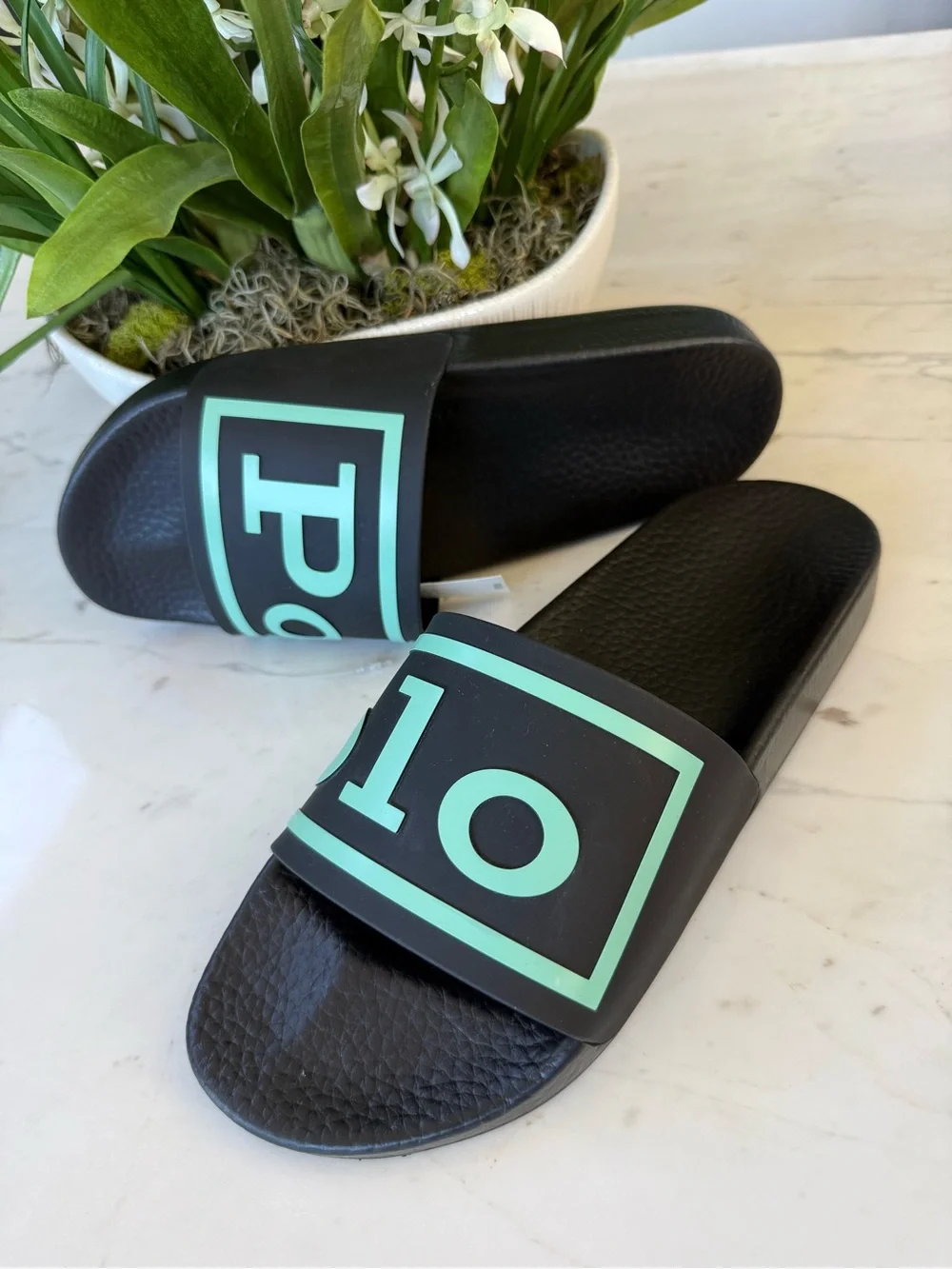 New POLO Logo Slide Men’s 11 Black/Mint